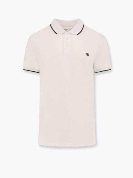Celine Cotton Polo Shirt With Triomphe Embroidery
