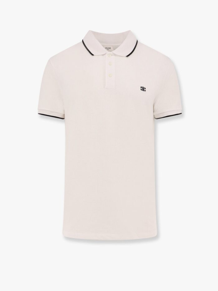 Celine Cotton Polo Shirt With Triomphe Embroidery