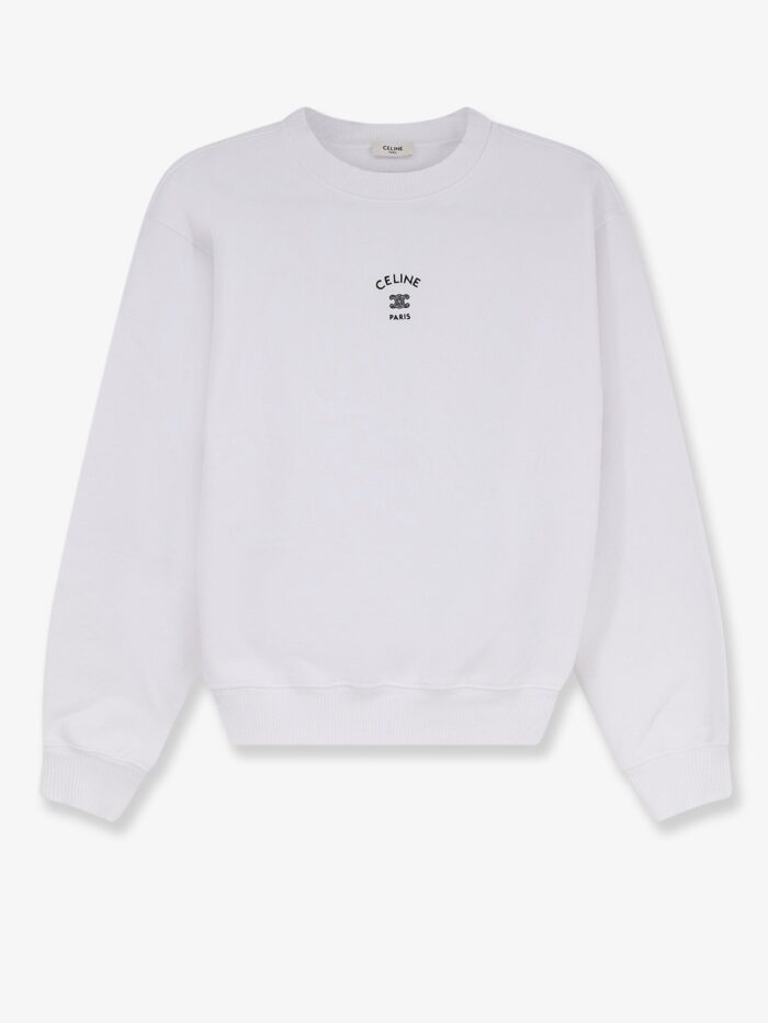 Celine Cotton Sweatshirt With Embroidered Logo On The Front
