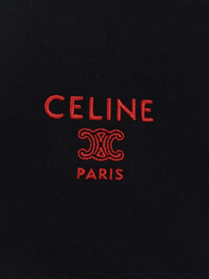 Celine Cotton T-shirt With Contrasting Logo On The Front