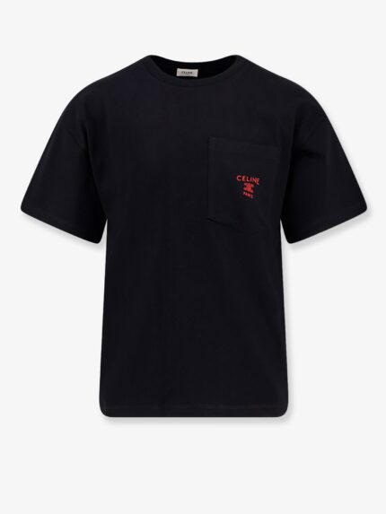 Celine Cotton T-shirt With Contrasting Logo On The Front