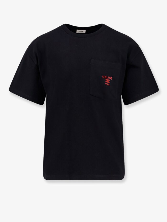 Celine Cotton T-shirt With Contrasting Logo On The Front