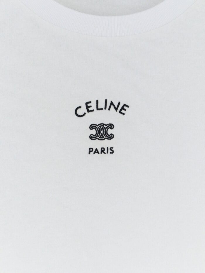 Celine Cotton T-shirt With Front Lettering Logo Print