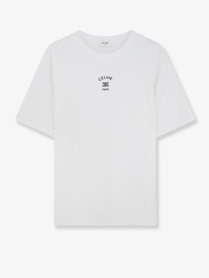Celine Cotton T-shirt With Front Lettering Logo Print