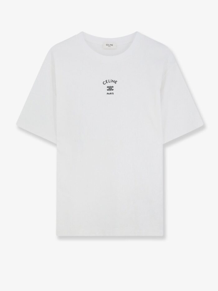 celine cotton t shirt with front lettering logo print Celine Cotton T-shirt With Front Lettering Logo Print