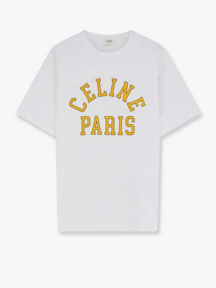 Celine Cotton T-shirt With Front Logo Print