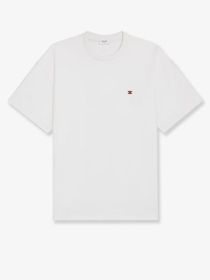 Celine Cotton T-shirt With Logo Embroidery
