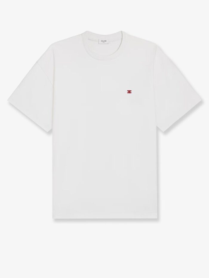 Celine Cotton T-shirt With Logo Embroidery