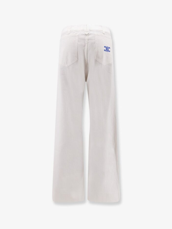 Celine Cotton Trousers With Triomphe Embroidery