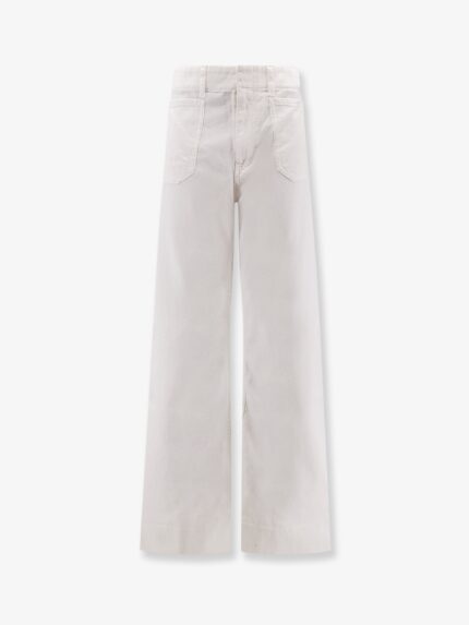 Celine Cotton Trousers With Triomphe Embroidery