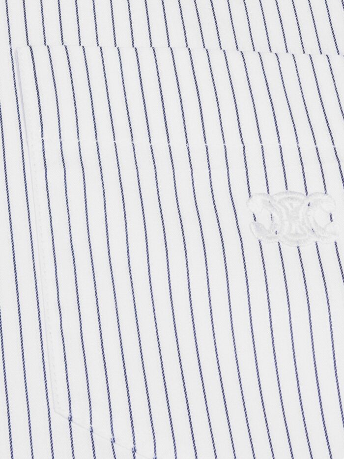 Celine Cropped Cotton Shirt With Striped Motif