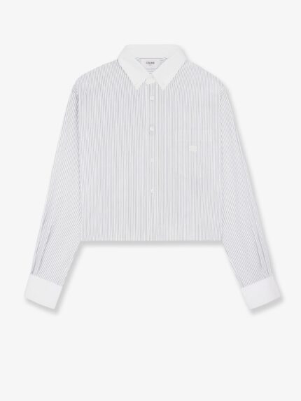 Celine Cropped Cotton Shirt With Striped Motif