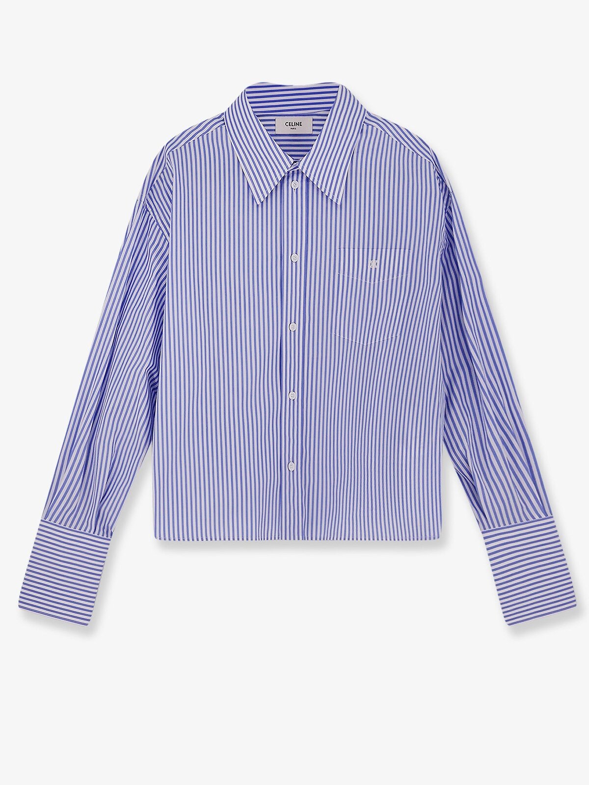 Celine Cropped Striped Cotton Shirt