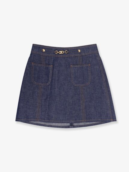 Celine Denim Trapeze Mini Skirt