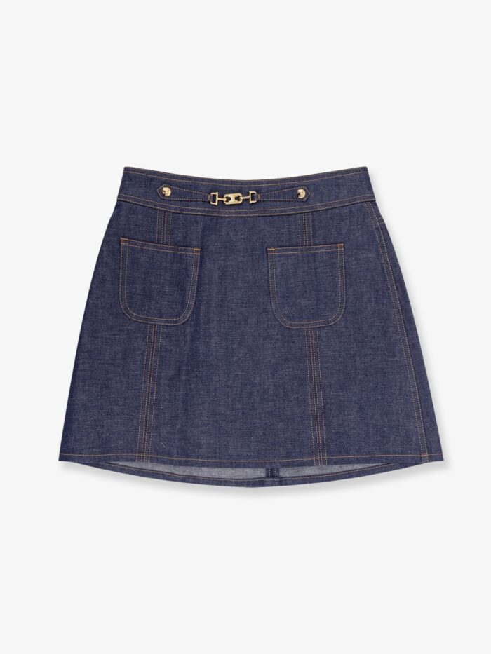 Celine Denim Trapeze Mini Skirt