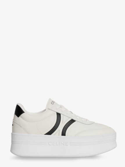 Celine Leather Block Sneakers With Triomphe Logo On The Back