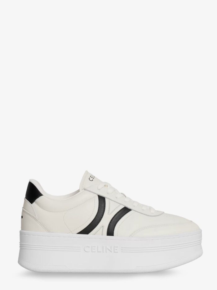 celine leather block sneakers with triomphe logo on the back Celine Leather Block Sneakers With Triomphe Logo On The Back
