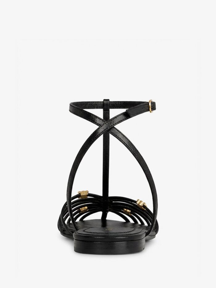 Celine Leather Cage Sandals With Metal Triomphe Logo Detail