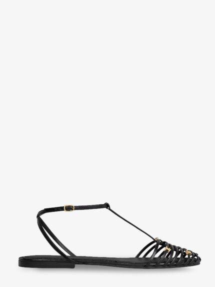 Celine Leather Cage Sandals With Metal Triomphe Logo Detail