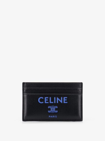 Celine Leather Card Holder With Front Logo Print