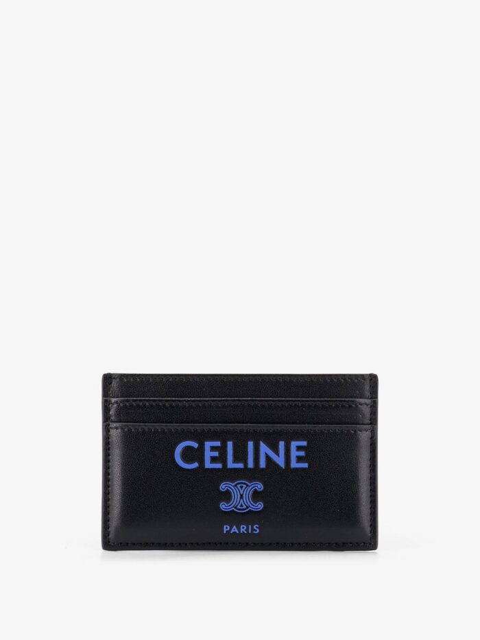 celine leather card holder with front logo print Celine Leather Card Holder With Front Logo Print