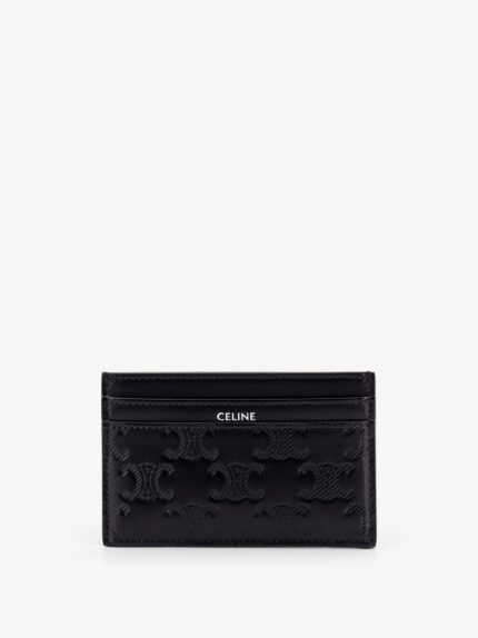 Celine Leather Cardholder With All-over Triomphe Logo