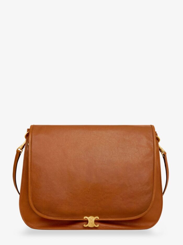 celine leather crossbody bag with metal triomphe logo Celine Leather Crossbody Bag With Metal Triomphe Logo
