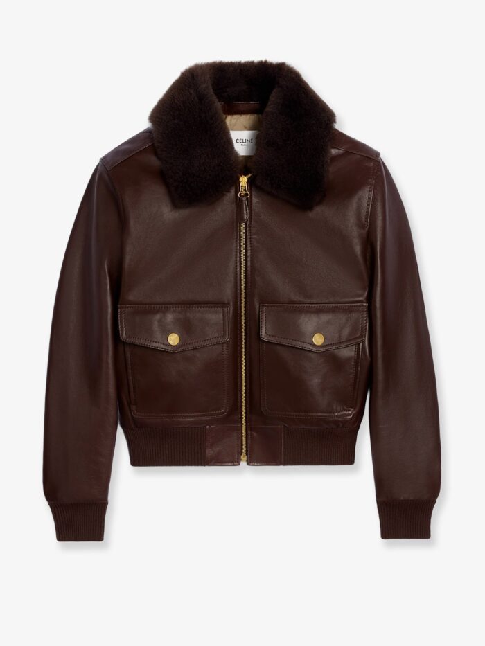 Celine Leather Jacket With Removable Collar