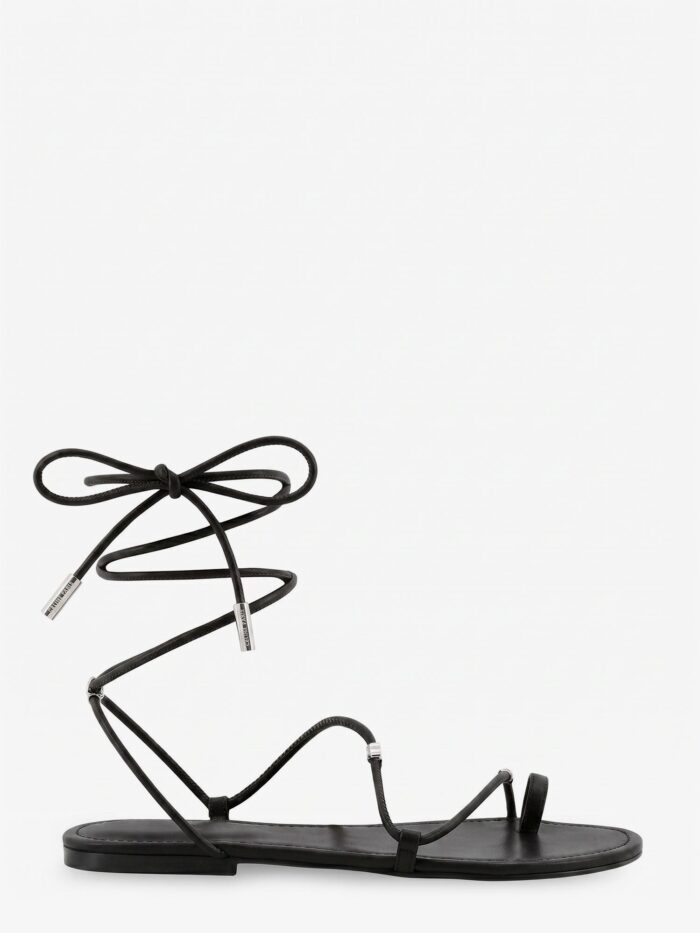 Celine Leather Sandals With Metal Triomphe Logo