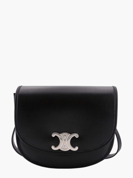 Celine Leather Shoulder Bag With Metal Triomphe Logo
