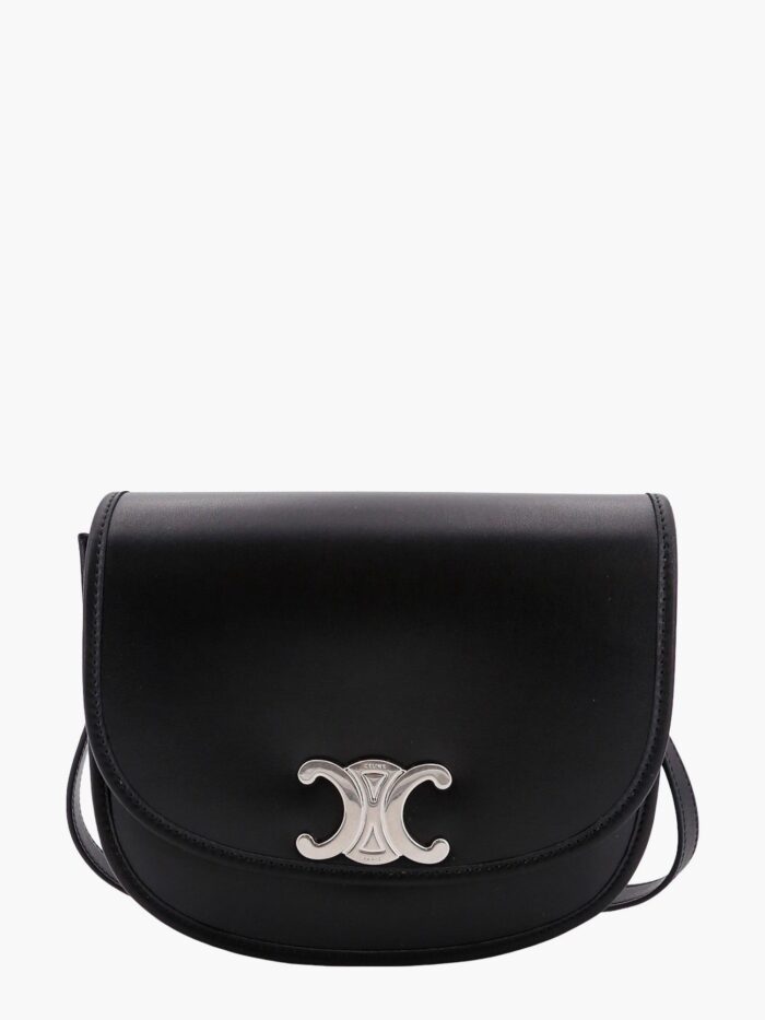 Celine Leather Shoulder Bag With Metal Triomphe Logo