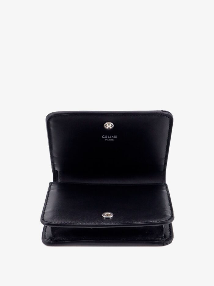 Celine Leather Wallet With Metal Triomphe Logo Patch