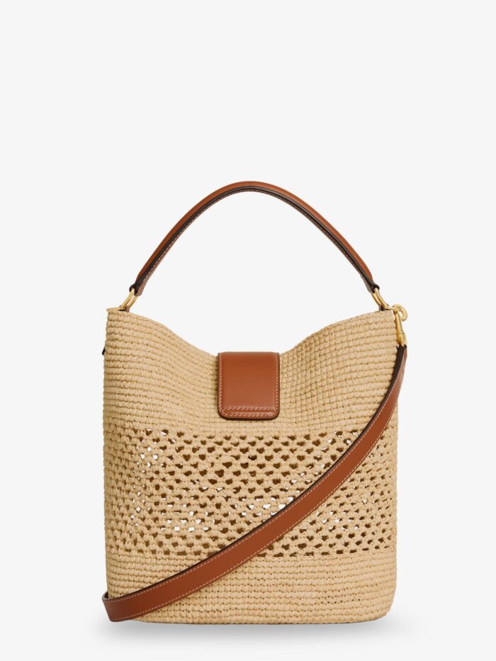 Celine Louis Raffia And Leather Bucket Bag