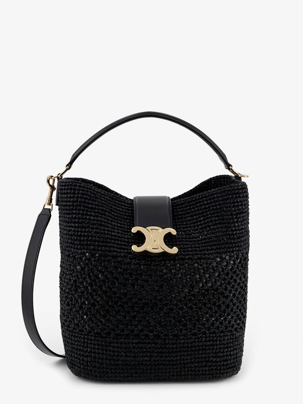 Celine Louise Medium Raffia Bucket Bag