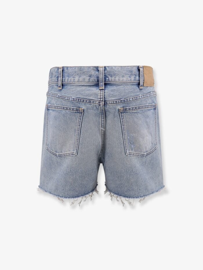 Celine Mid-rise Skate Shorts With Triomphe Embroidery And Raw Hems