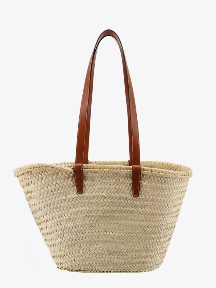 Celine Panier Raffia Shouder Bag With Leather Details