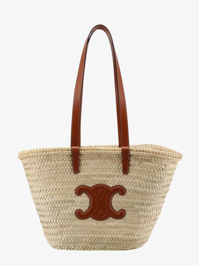 Celine Panier Raffia Shouder Bag With Leather Details