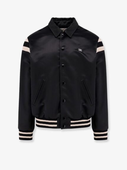 Celine Satin Bomber With Logo Embroidery