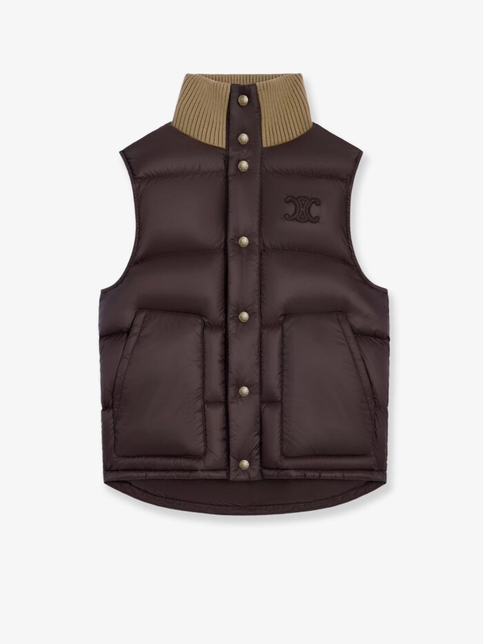 Celine Sleeveless Down Jacket With Triomphe Patch