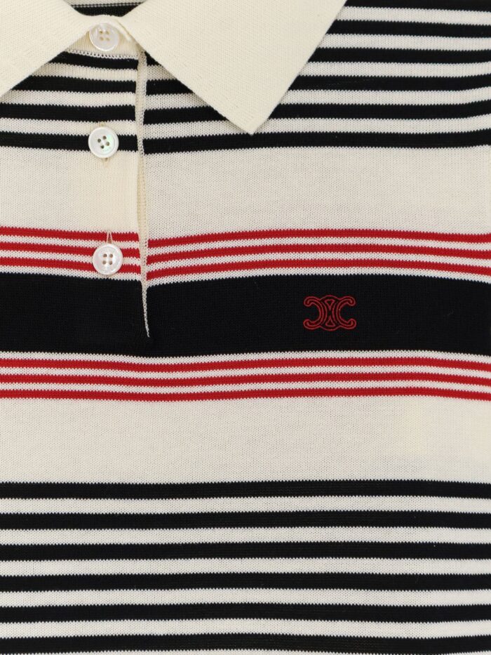 Celine Striped Cotton Polo Sweater