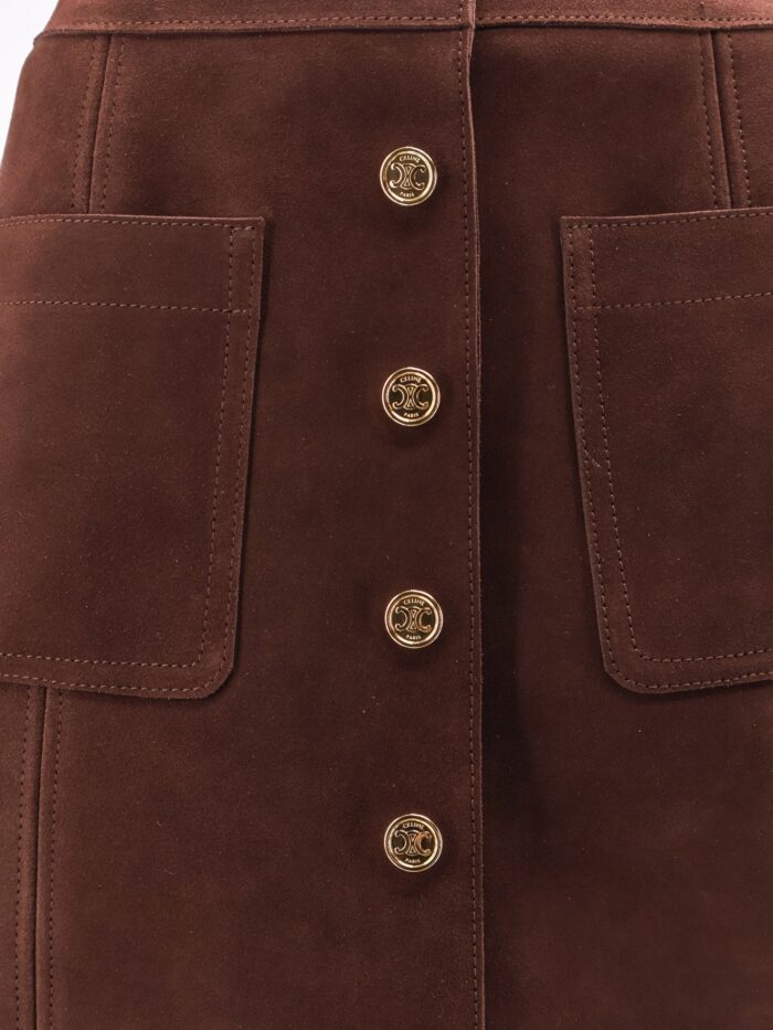 Celine Suede Skirt With Triomphe Buttons