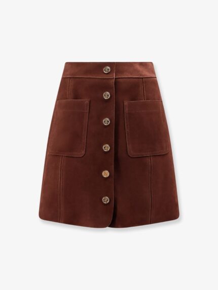 Celine Suede Skirt With Triomphe Buttons