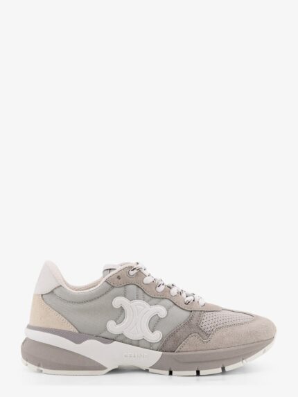 Celine Trio Lace Up Suede And Mesh Sneakers