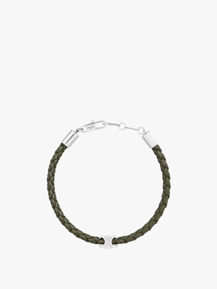 Celine Triomphe Beach Bracelet In Leather And Brass