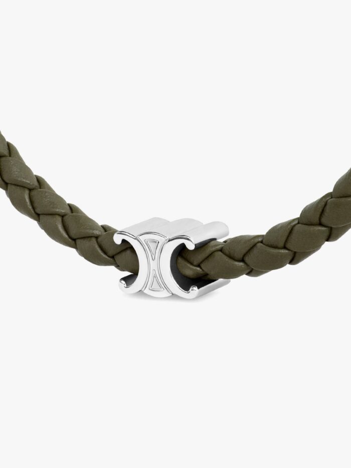 Celine Triomphe Beach Bracelet In Leather And Brass
