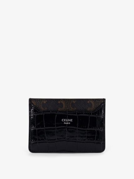 Celine Triomphe Canvas And Leather With Croco Effect Cardholder
