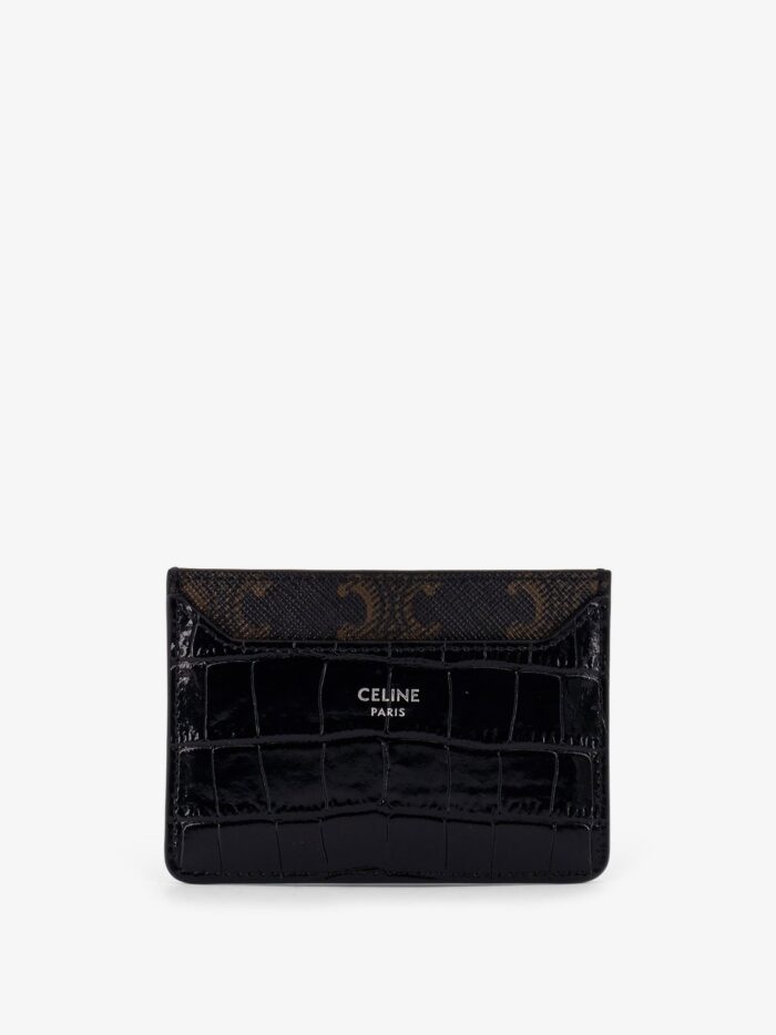 Celine Triomphe Canvas And Leather With Croco Effect Cardholder