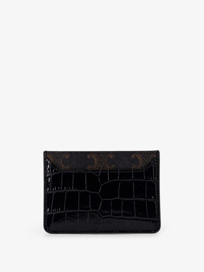 Celine Triomphe Canvas And Leather With Croco Effect Cardholder