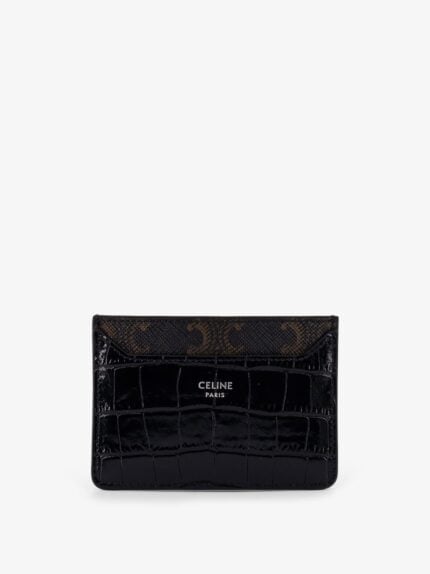 Celine Triomphe Canvas And Leather With Croco Effect Cardholder