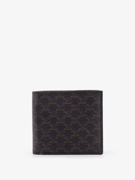 Celine Triomphe Coated Canvas And Leather Bifold Wallet